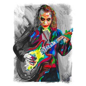The Joker Heath Ledger Guitar Batman Film Music Poster Print Wall Art 18x24